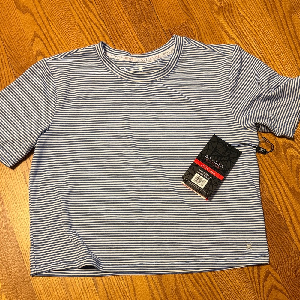 Striped Short Sleeve Tee in Navy & White
